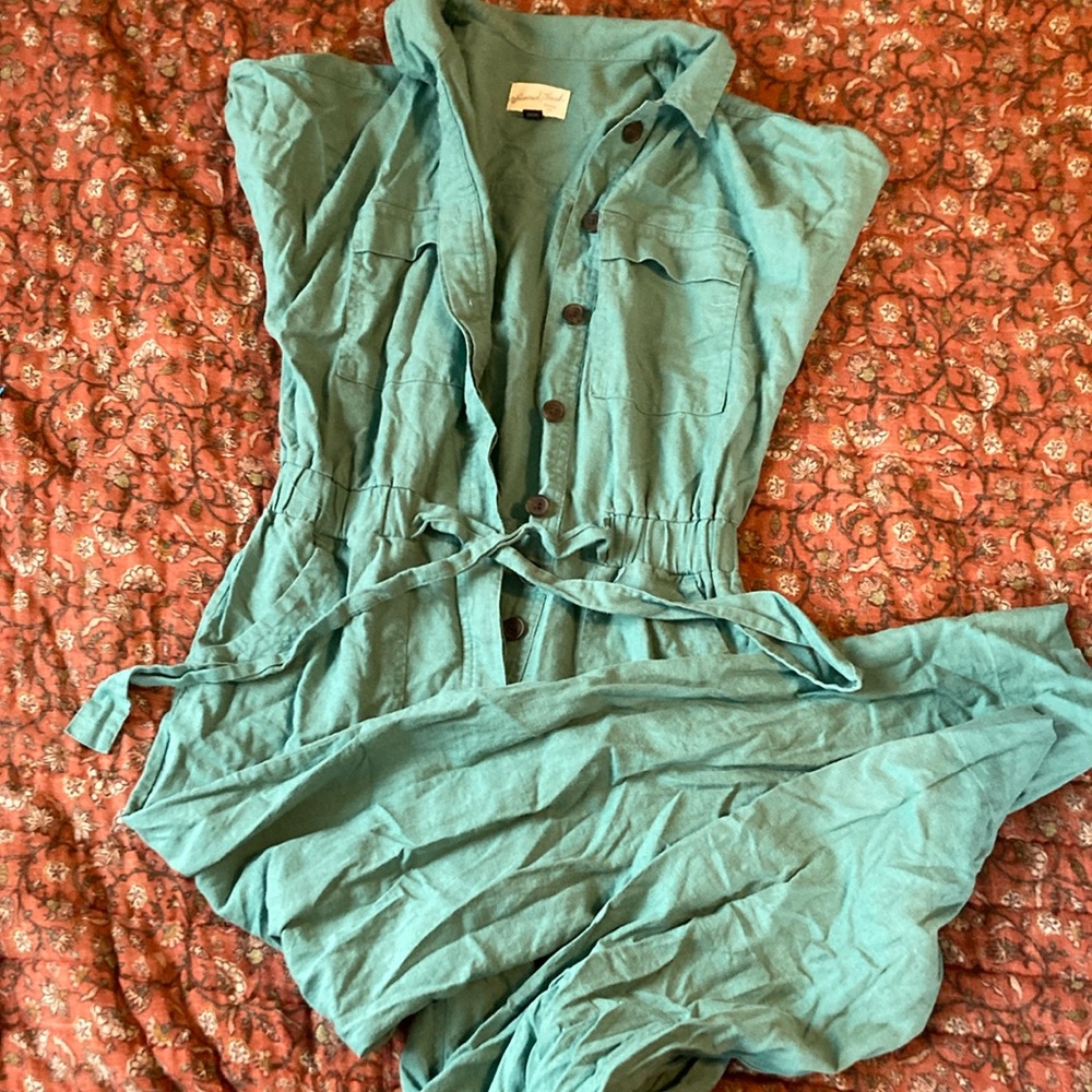Teal Button-Up Jumpsuit